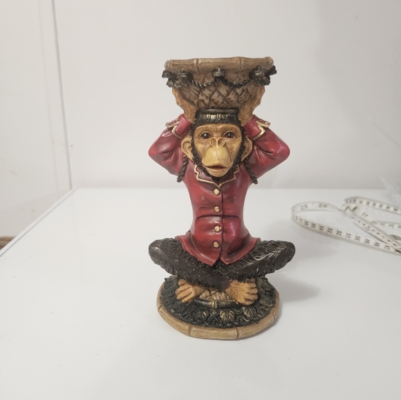 Bell Hop Monkey Pillar Candle Holder 7" Tall! - Picture 1 of 3
